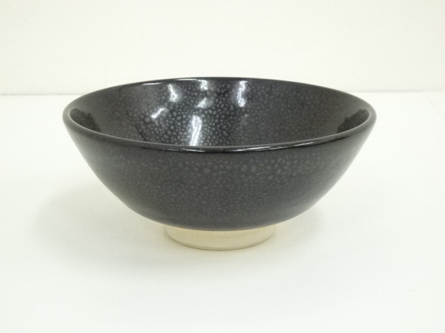 JAPANESE TEA CEREMONY / TEA BOWL CHAWAN / SILVERY SPOTS / TENMOKU GLAZE